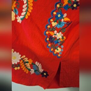 Vibrant Red Embroidered Skirt